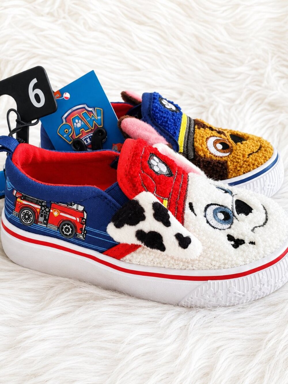 Paw Patrol Characters Toddler Kids Fleece Slip-On Sneakers SZ 6